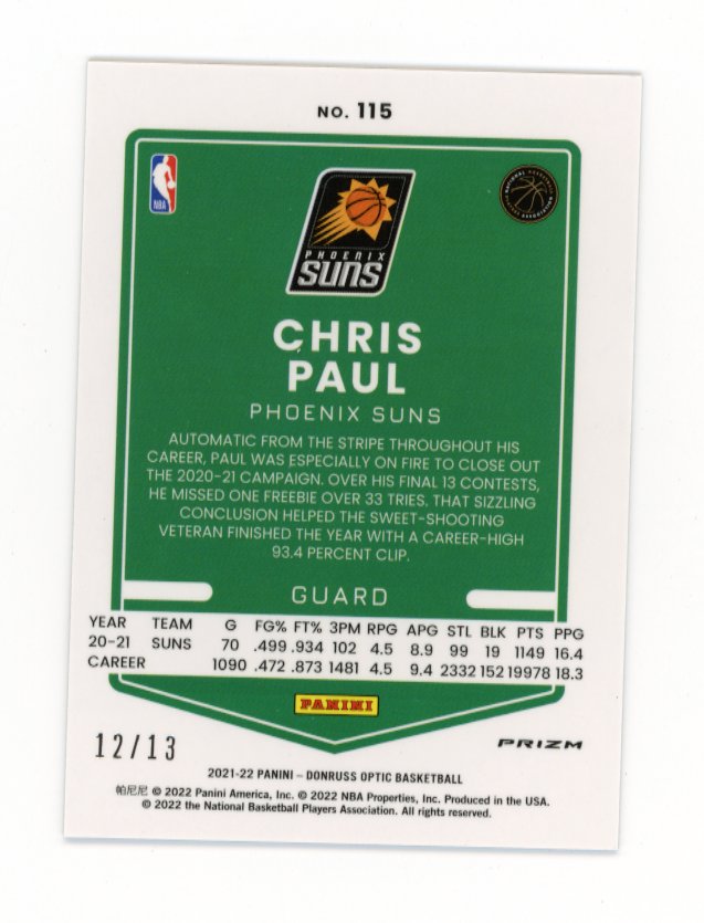 2021-22 Panini Donruss Optic Chris Paul #115 - FOTL Purple Stars #/13