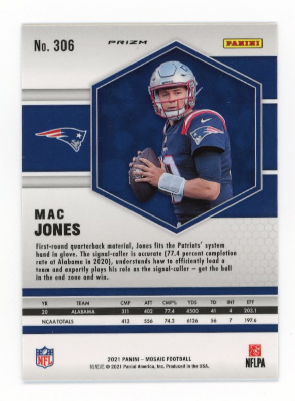 2021 Panini Mosaic Mac Jones RC #306 - Silver Mosaic