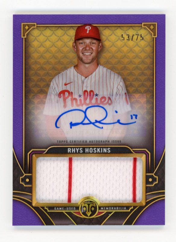 2022 Topps Triple Threads Rhys Hoskins #ASJR-RH - Purple Auto /75