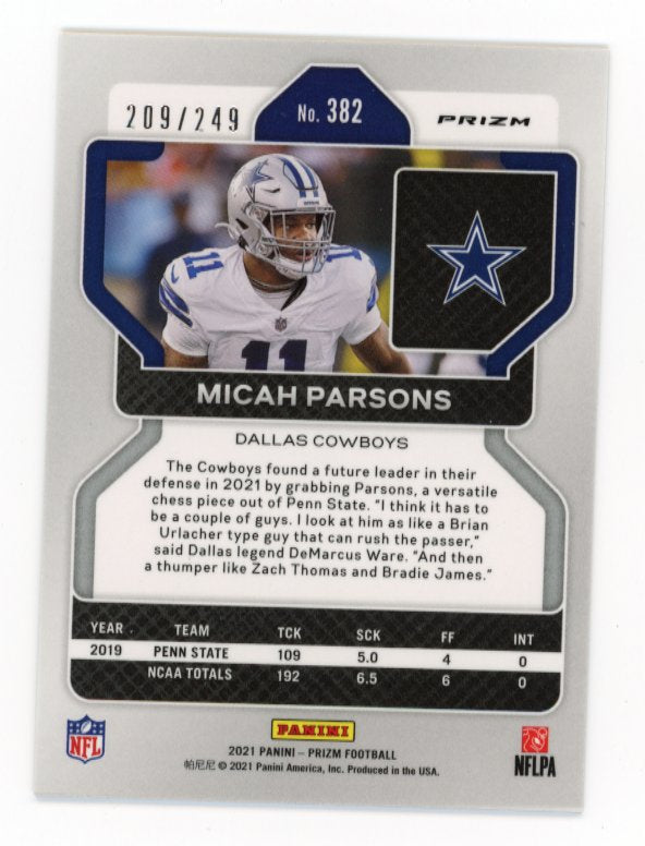 2021 Panini Prizm Micah Parsons RC #382 - Orange Refractor #/249