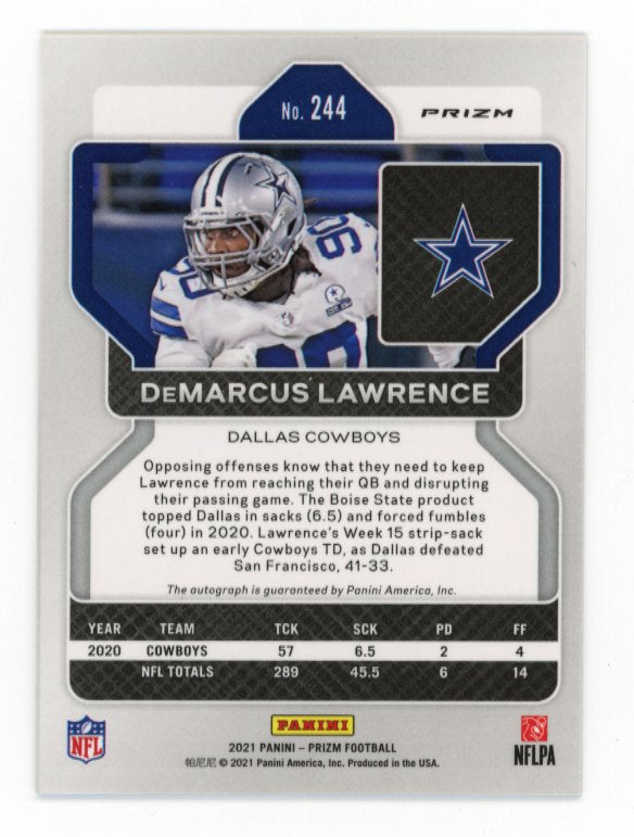 2021 Panini Prizm Demarcus Lawrence #244 - Silver Refractor Autograph