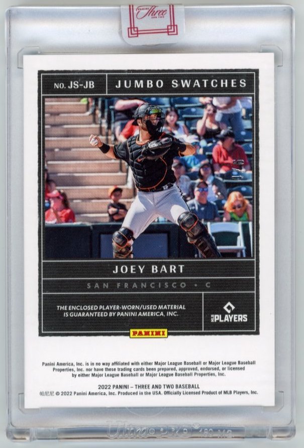 2022 Panini Three and Two Joey Bart #JS-JR - Jumbo Patch #/6