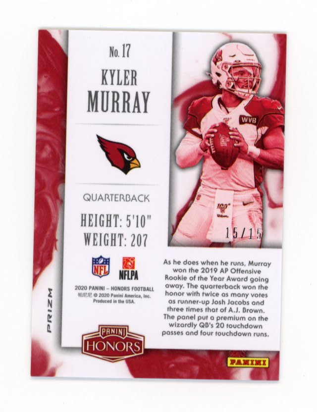 2020 Panini Honors Kyler Murray #17 - #/15 Blue