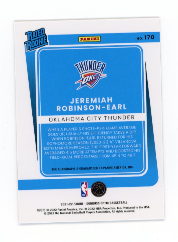 2021/22 Panini Donruss Optic Jeremiah Robinson-Earl #170 - Autograph