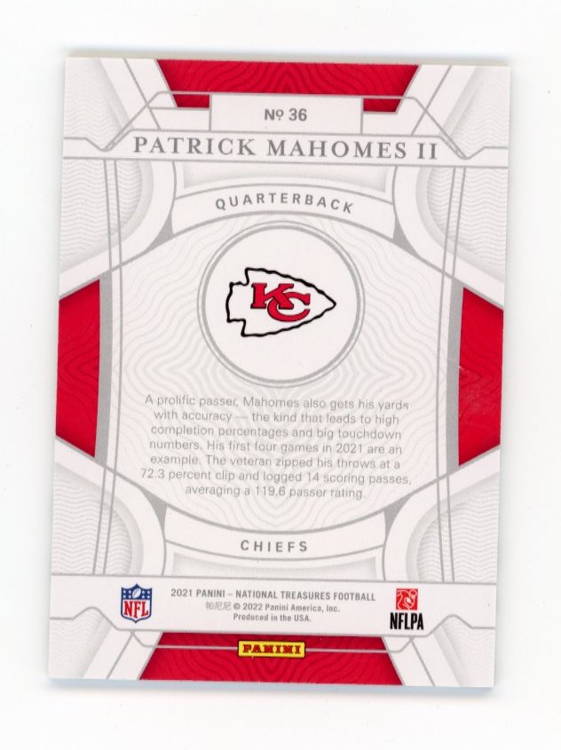 2021 Panini National Treasures Patrick Mahomes #36 - #/13 FOTL