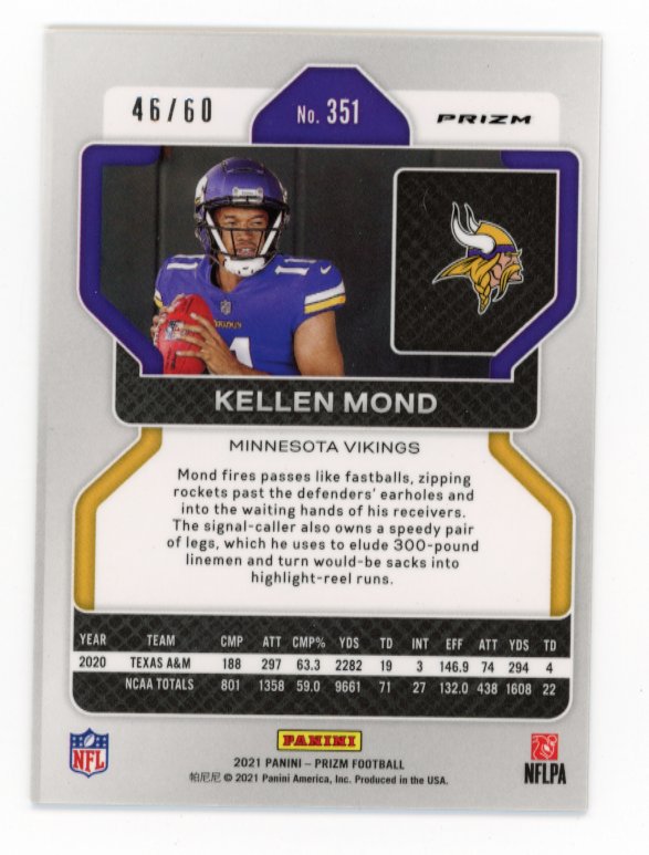 2021 Panini Prizm Kellen Mond RC #351 - #/60 Orange Wave