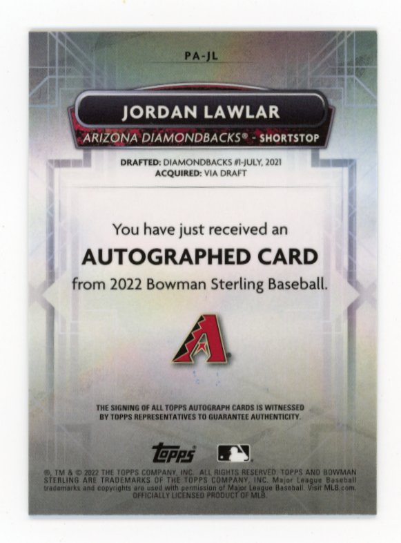2022 Topps Bowman Sterling Jordan Lawlar #PA-JL - Autograph