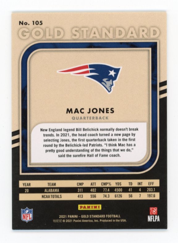 2021 Panini Gold Standard Mac Jones RC #105 - #10/11 FOTL Green