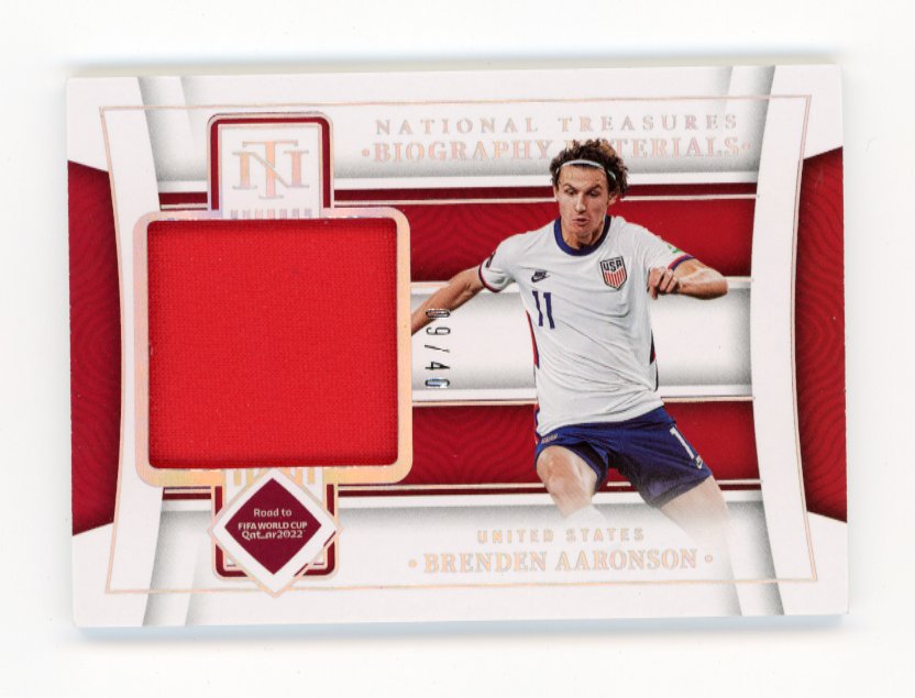 2022 Panini National Treasures FIFA Brenden Aaronson Road to the World Cup #BM-BA - #/40 Relic