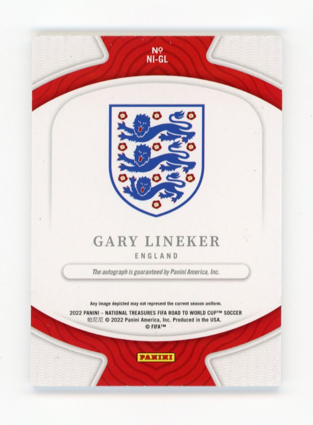 2022 Panini National Treasures Gary Lineker #NI-GL - #/25 Autograph