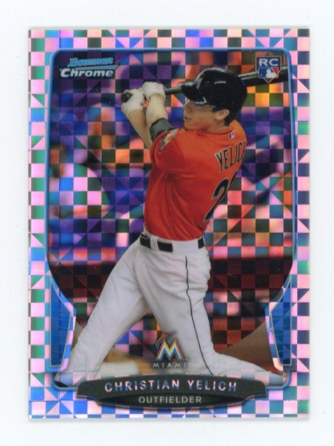 2013 Topps Bowman Chrome Christian Yelich #318 - Checkerboard Mini