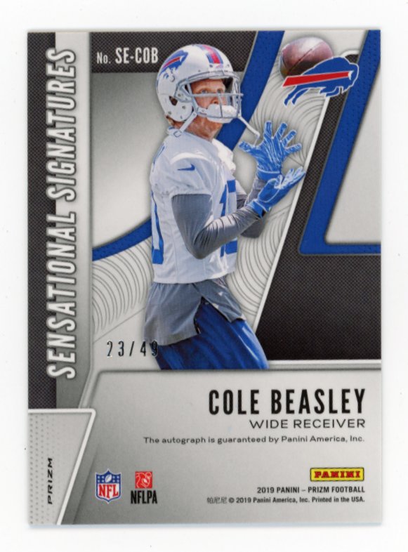 2019 Panini Prizm Cole Beasley Sensational Signatures - #/49 Autograph