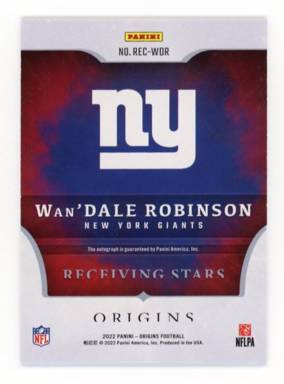 2022 Panini Origins Wan'Dale Robinson #REC-WDR - #/8 Autograph