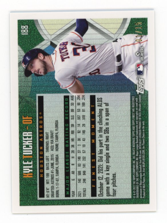 2022 Topps Finest Kyle Tucker #188 - #/15