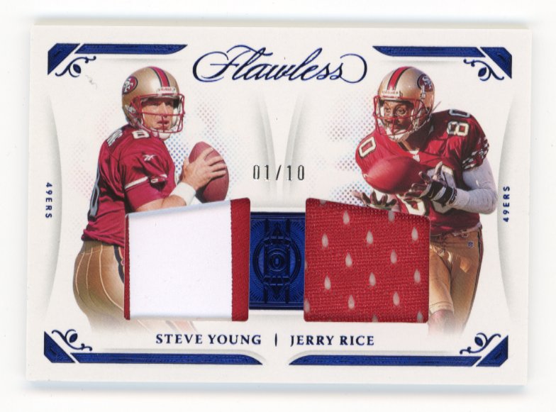 2021 Panini Flawless Steve Young Jerry Rice #DD18 - #1/10 Dual Jersey Patch