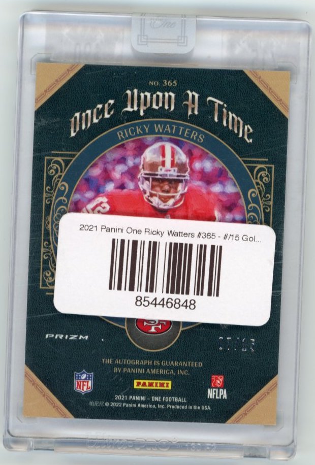 2021 Panini One Ricky Watters #365 - #/15 Gold Wave Autograph