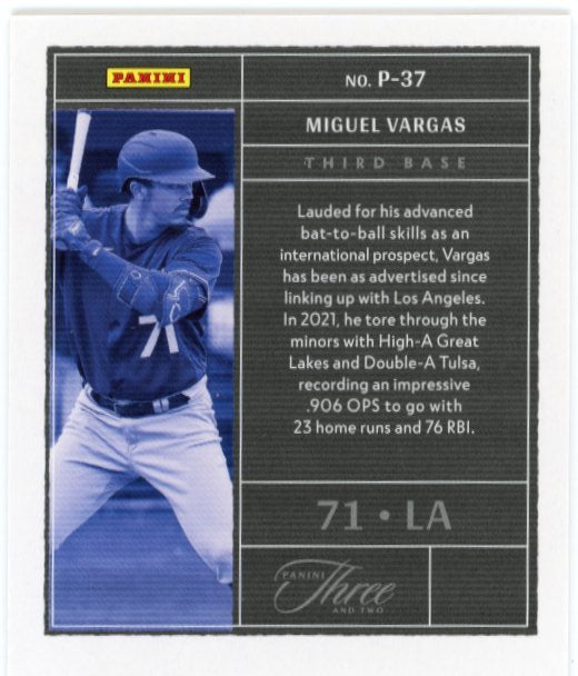 2022 Panini Three and Two Miguel Vargas RC #P-37 - Red #/5
