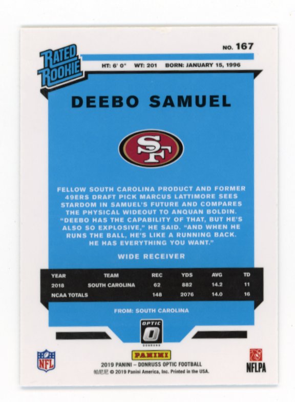2019 Panini Donruss Optic DeeBo Samuel RC #167