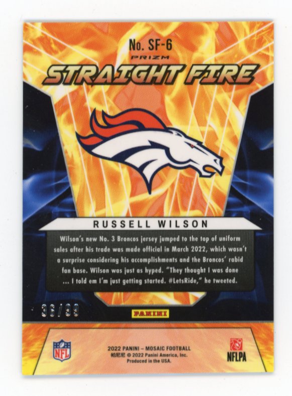 2022 Panini Mosaic Russell Wilson #SF-6 - Blue Prizm #/99