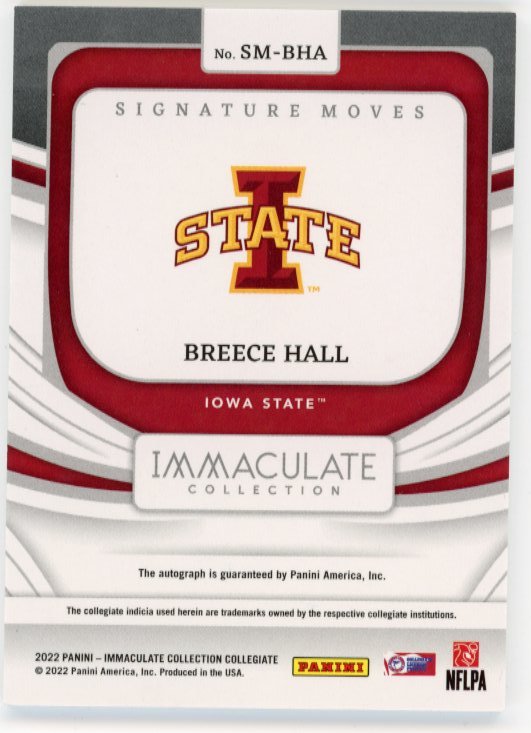 2022 Panini Immaculate Collection Breece Hall #SM-BHA - Autograph #/99
