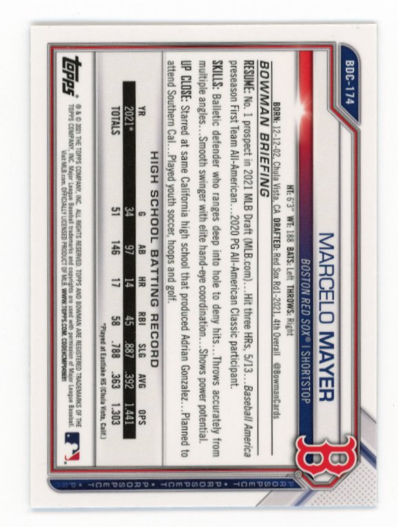 2021 Bowman Sapphire Marcelo Mayer #BDC-174