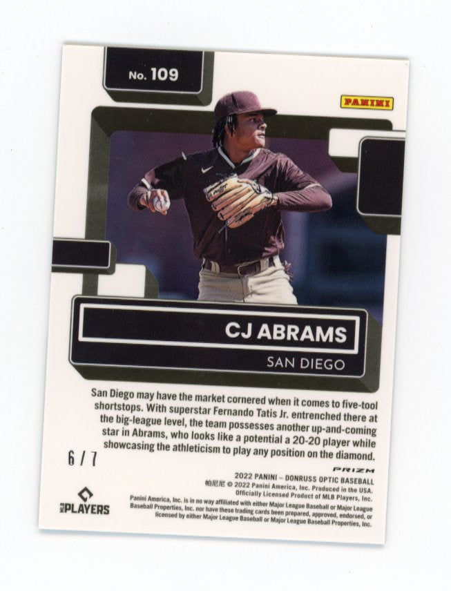 2022 Panini Donruss Optic C.J. Abrams #109 - Green FOTL #/7