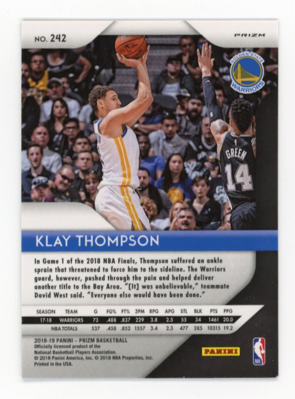 2018-19 Panini Prizm Klay Thompson #242 - Silver