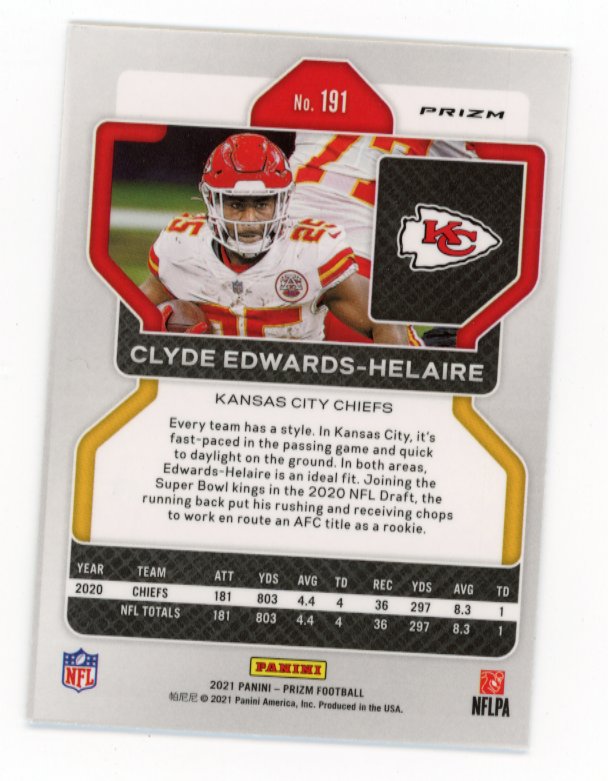 2021 Panini Prizm Clyde Edwards-Helaire #191 - White Sparkle