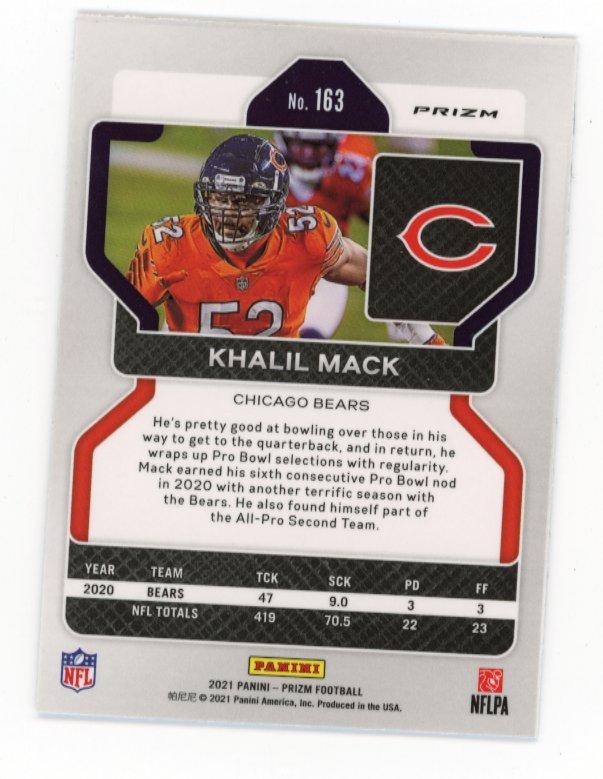 2021 Panini Prizm Khalil Mack #163 - White Sparkle