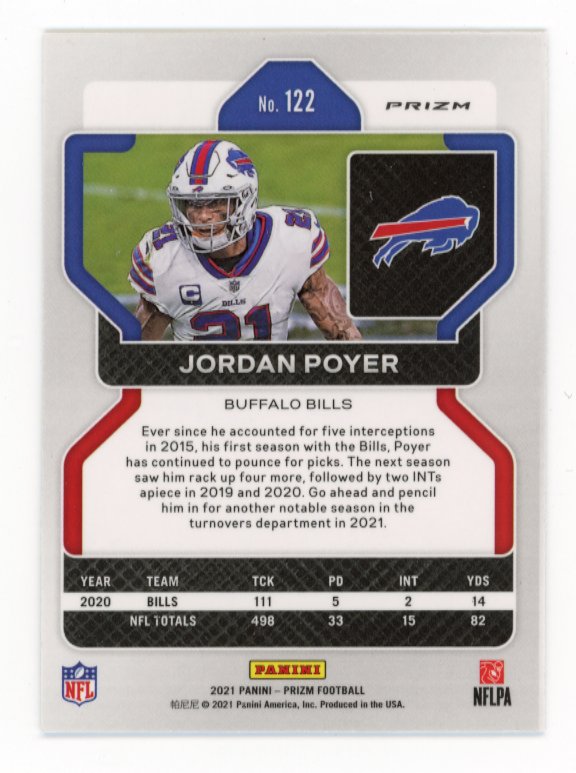 2021 Panini Prizm Jordan Poyer #122 - White Sparkle