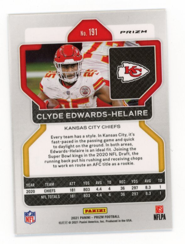 2021 Panini Prizm Clyde Edwards-Helaire #191 - White Sparkle