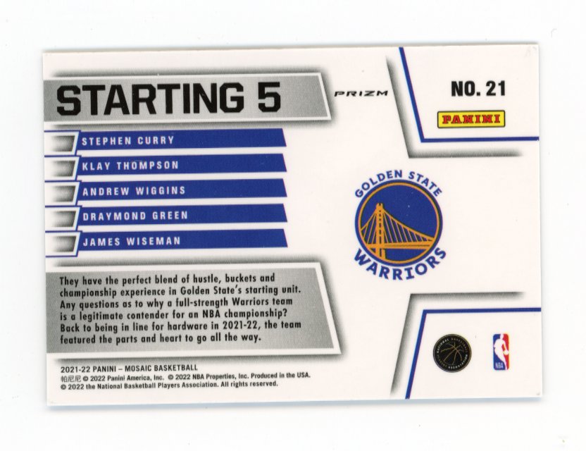 2021-22 Panini Mosaic Starting 5 #21 - Silver Mosaic