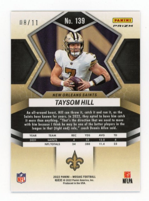 2022 Panini Mosaic Taysom Hill #139 - Green Swirl #/11