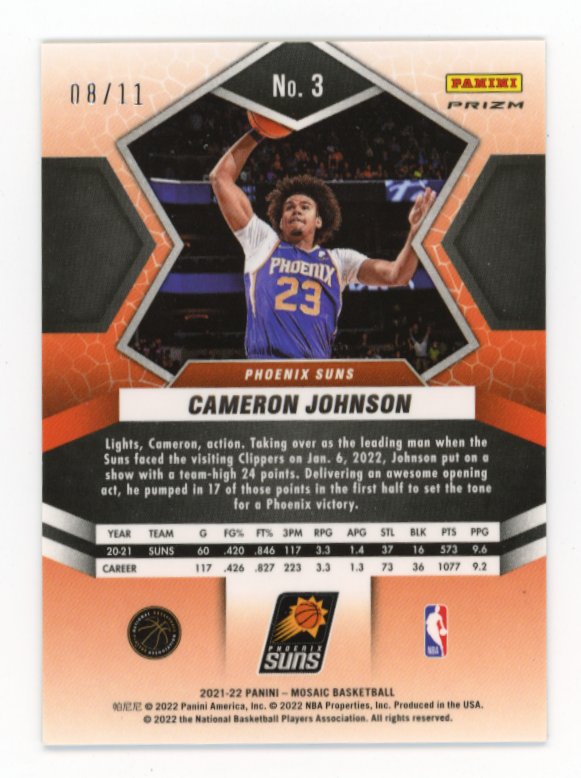 2021-22 Panini Mosaic Cameron Johnson #3 - Pink Swirl #/11