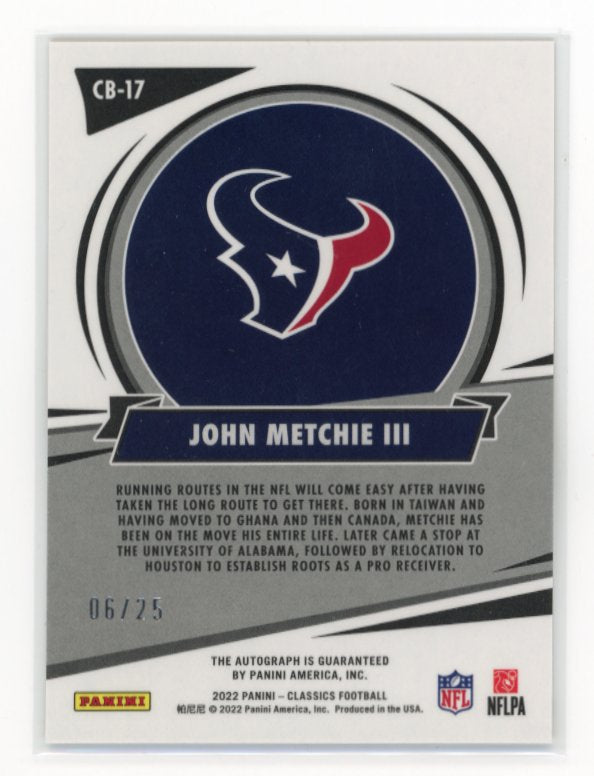 2022 Panini Classics John Metchie III Classic Beginnings RC #CB-17 - Autograph Gold #/25
