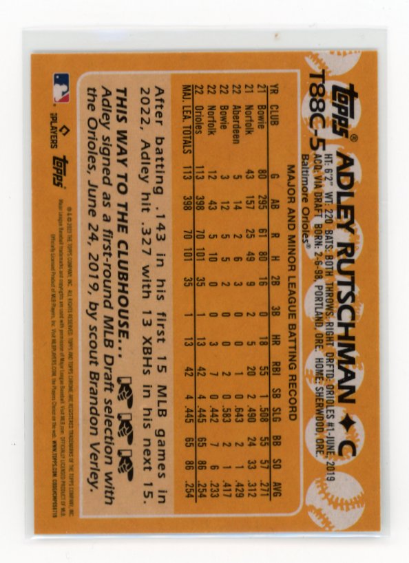 2023 Topps Adley Rutschman RC #T88C-5 - Silver Mojo