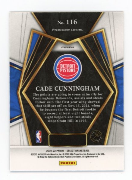 2021/22 Panini Select Cade Cunningham #116 - Red White Blue
