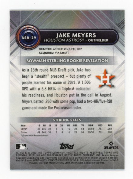 2022 Topps Bowman Sterling Jake Meyers #BSR-29 - #/99 Speckle Refractor