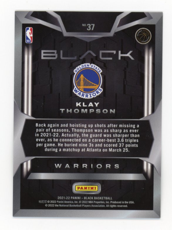 2021/22 Panini Black Klay Thompson #37 - #/149 Warriors