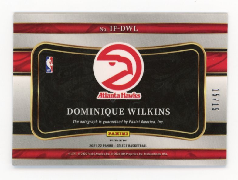 2021/22 Panini Select Dominique Wilkins In Flight #IF-DWL - Autograph Purple #/15 Hawks