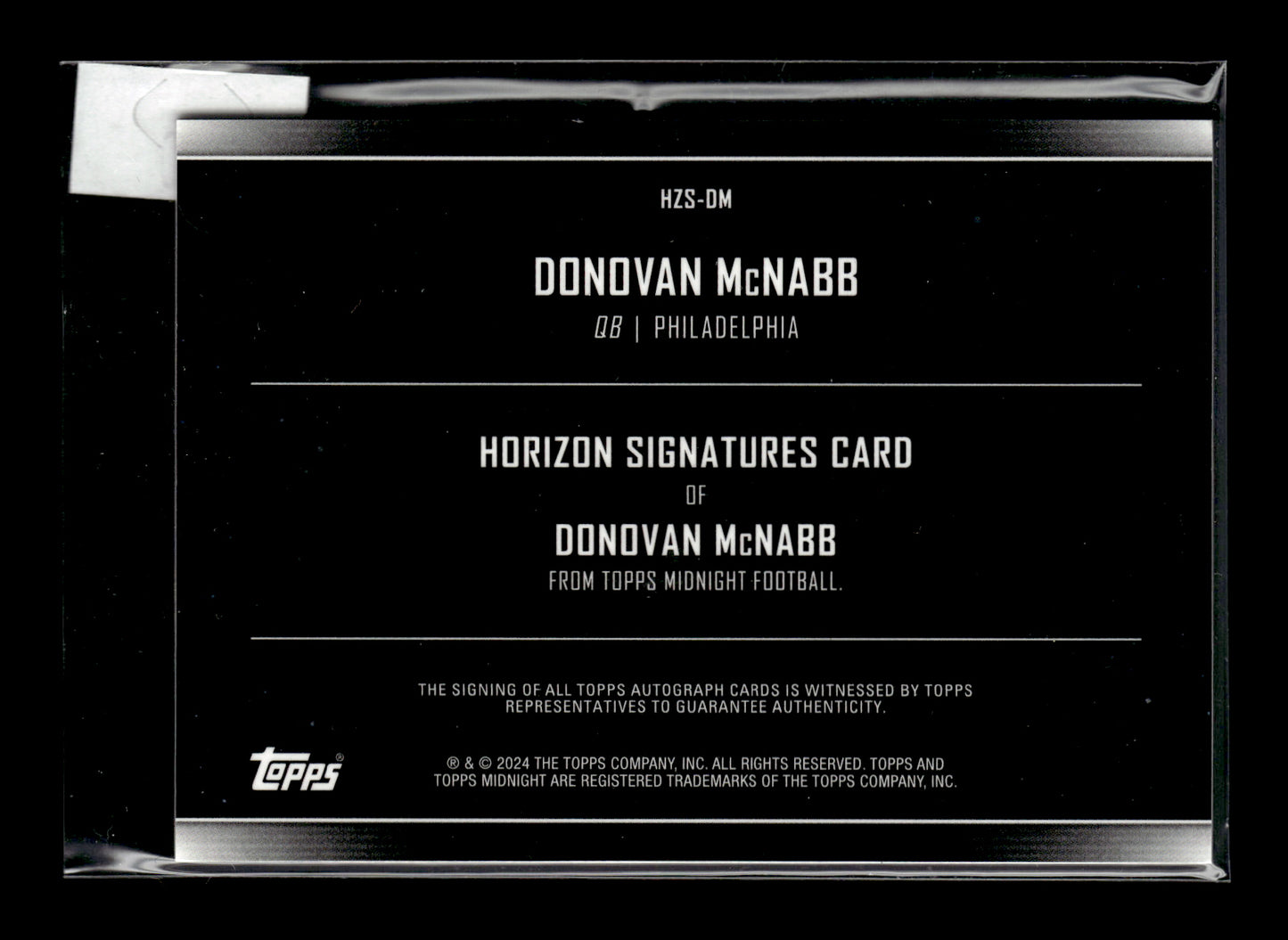 2024 Topps Midnight Donovan McNabb #HZS-DM - Autograph Sparkle Eagles