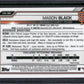 2021 Bowman #CDA-MBL Mason Black Draft  Auto Purple Refractor #/250 Giants
