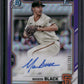 2021 Bowman #CDA-MBL Mason Black Draft  Auto Purple Refractor #/250 Giants