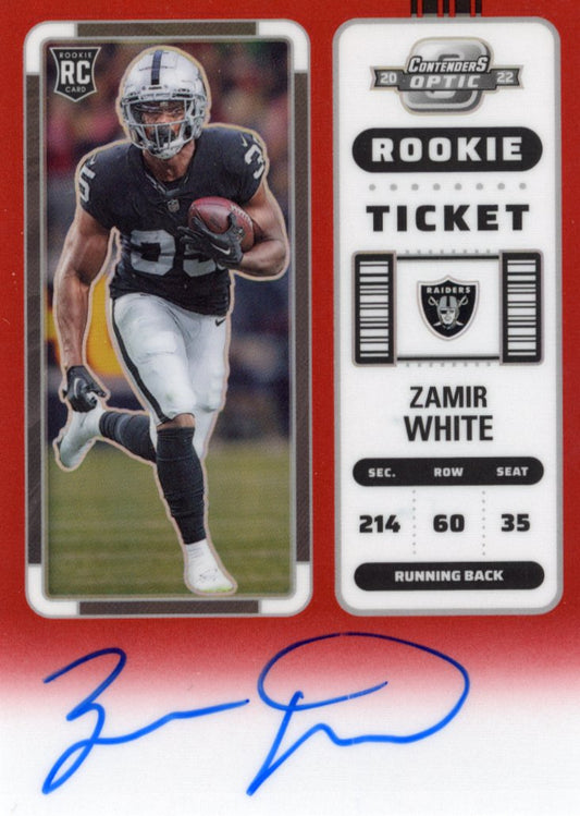 2022 Panini Contenders Optic Zamir White Rookie Ticket #142 - Red Autograph #/149 Raiders