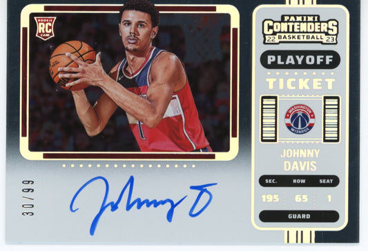 2022/23 Panini Contenders Johnny Davis RC #130 - Playoff Ticket Autograph #/99 Wizards