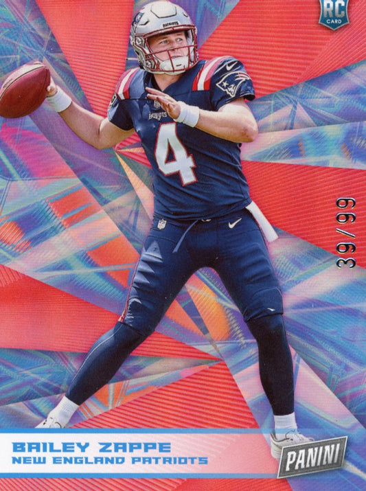 2022 Panini Player of the Day Bailey Zappe RC #75 - Red/Blue #/99 Patriots