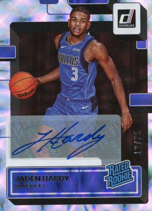 2022/23 Panini Donruss Jaden Hardy RC #235 - Holo Laser Autograph #/75 Mavericks