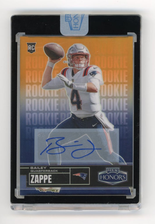 2022 Panini Honors Bailey Zappe RC #91 - Orange #/25 Autograph Patriots