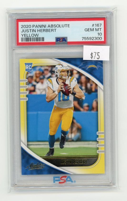 2020 Panini Absolute Justin Herbert RC #167 - PSA 10 Chargers