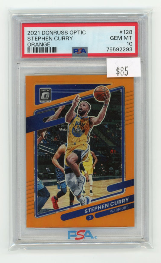 2021 Panini Donruss Optic Stephen Curry #128 - #/199 Orange PSA 10 Warriors